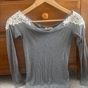 Hollister Off the Shoulder Crochet Longsleeve